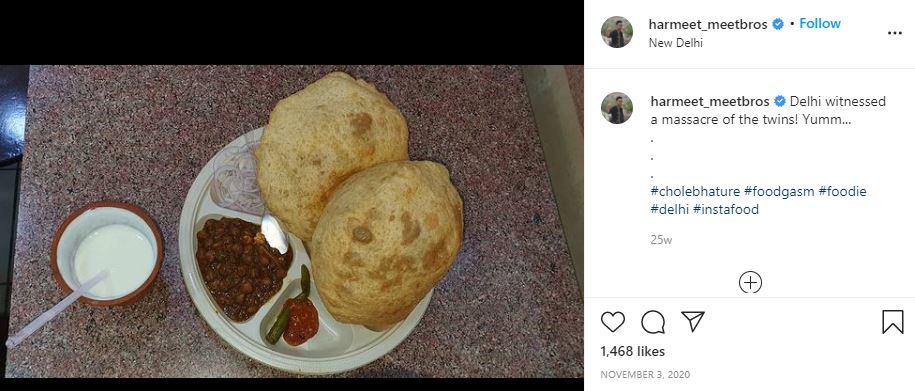 Harmeet Singh loves Chole Bhature