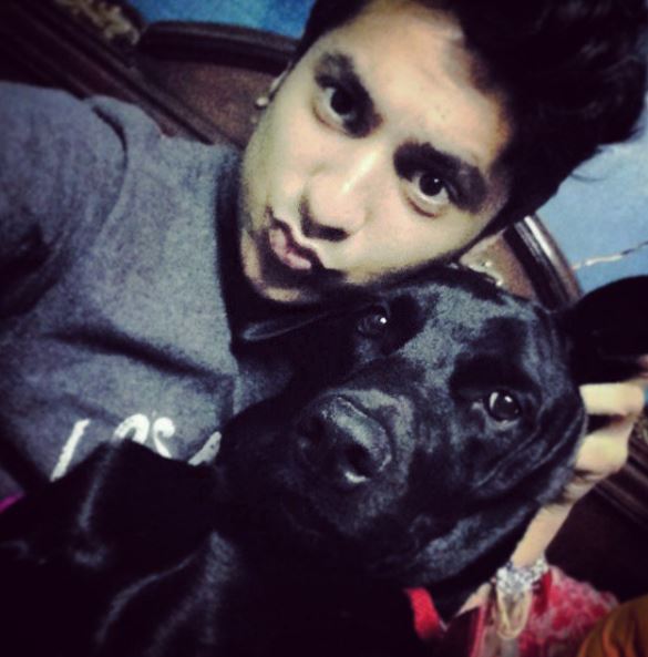 Harsh Beniwal with his pet dog