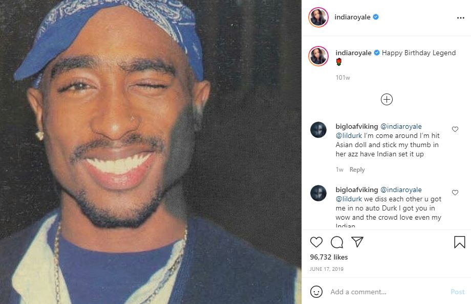 India Royale is a die hard fan of Tupac Shakur