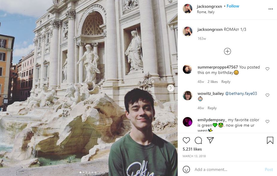 Jackson Green first Instagram post