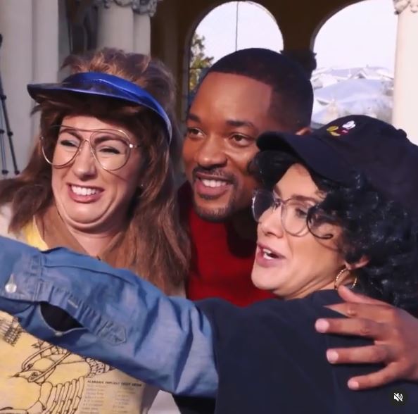 Jahannah James and her friend Sophie Craig with actor Will Smith