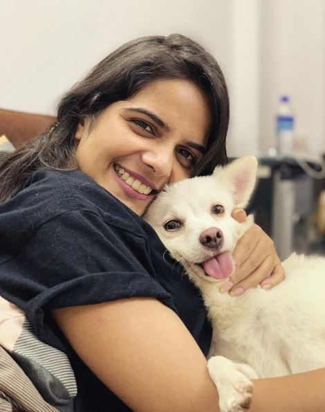 Jyoti Tiwari with her pet dog
