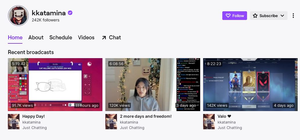 Kkatamina Twitch account
