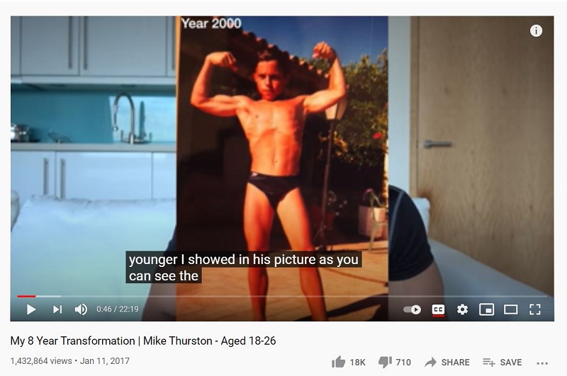 Mike Thurston shared his 8 years of transformation video on his self-entitled channel