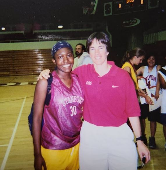 Natalie Franklin with Basketball coach