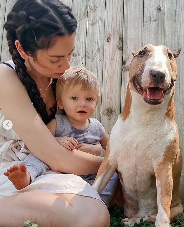 Nikki Phillippi with her son Logan Phillippi and dog Bowser
