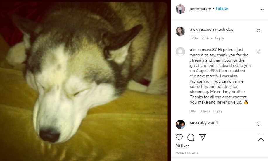 Peter Park's first Instagram post