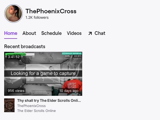Phoenix Cross Twitch channel
