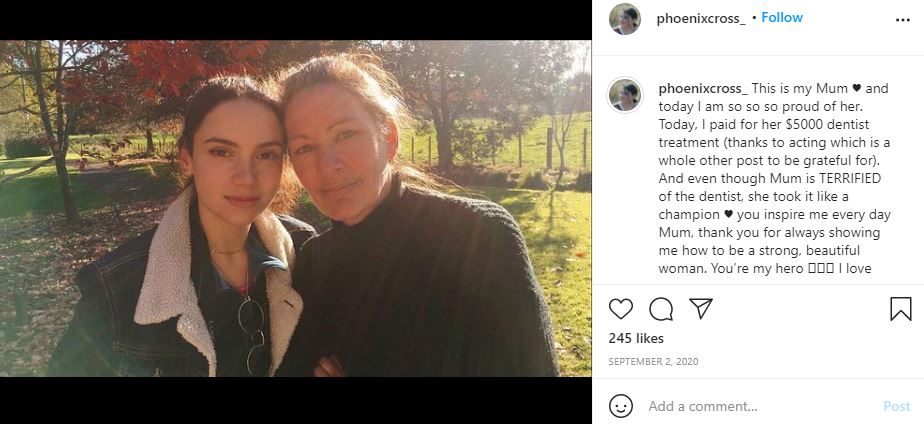 Phoenix Cross with her mother