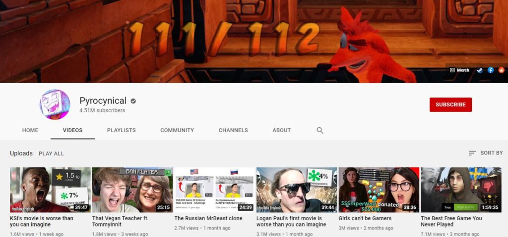 Pyrocynical Youtube channel