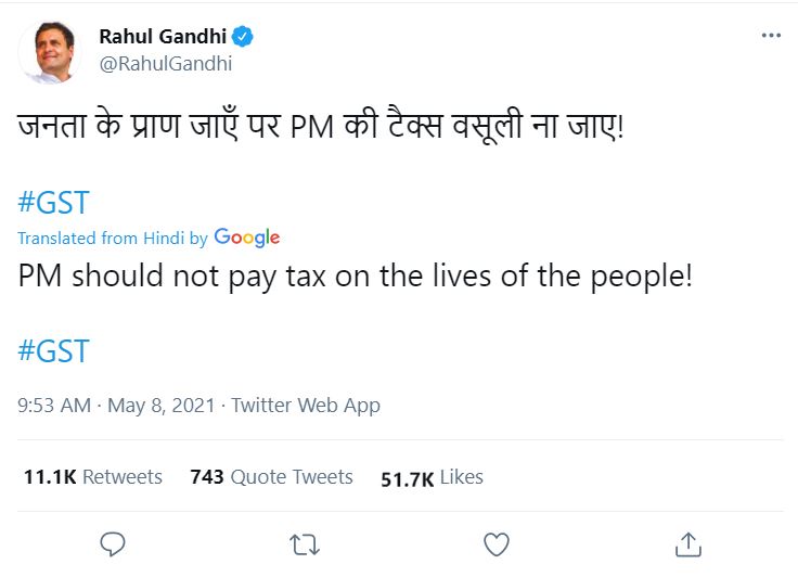 Rahul Gandhi Hits Out At PM Modi Tweet