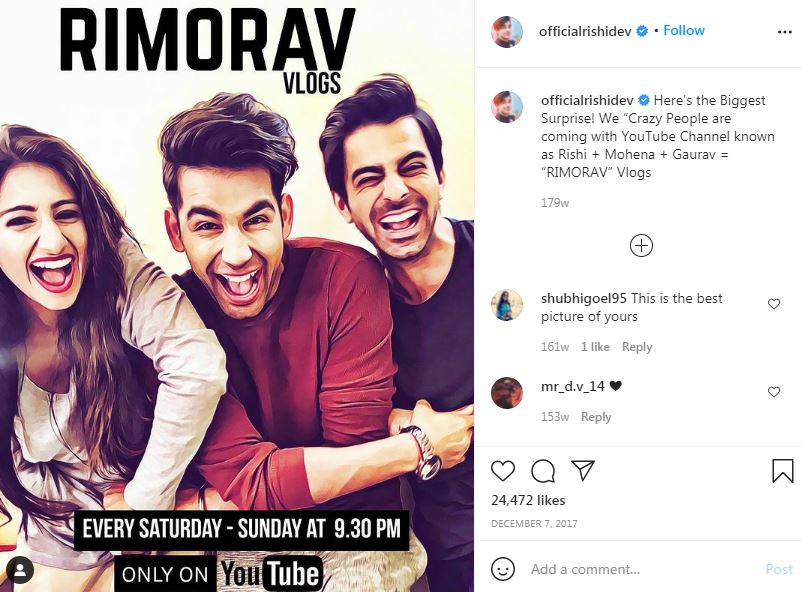 Rishi Dev made vlogs with Mohena and Gourav