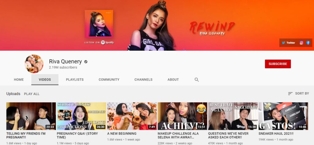 Riva Quenery Youtube channel