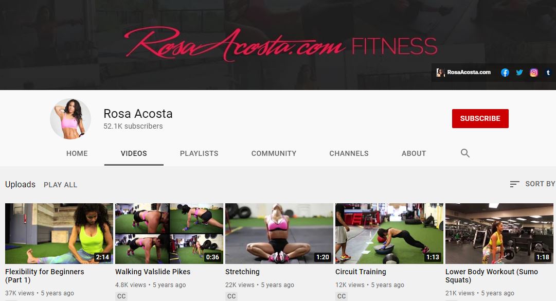 Rosa Acosta YouTube channel