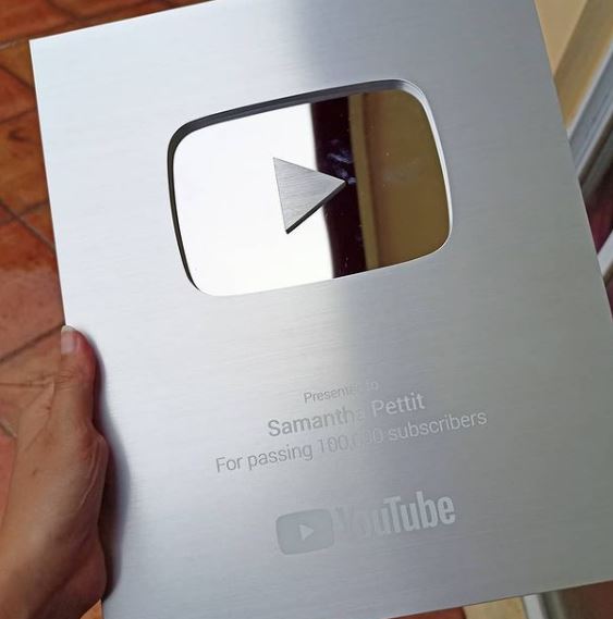 Samantha Pettit's first Youtube silver play button