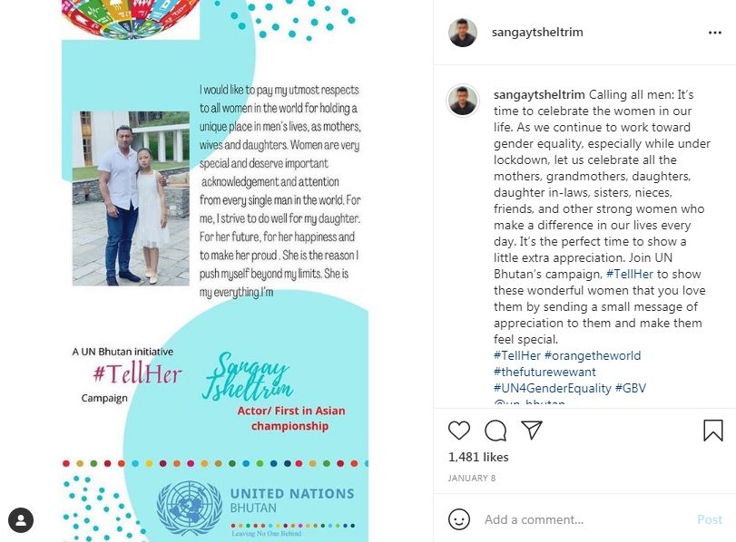 Sangay Tsheltrim has participated in the campaign of Tell Her