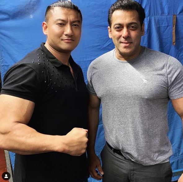 Sangay Tsheltrim with Bollywood actor Salman Khan