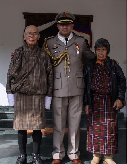Sangay Tsheltrim with his grandparents
