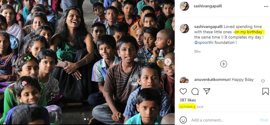 Sashi Vangapalli celebrates her birthday with kids