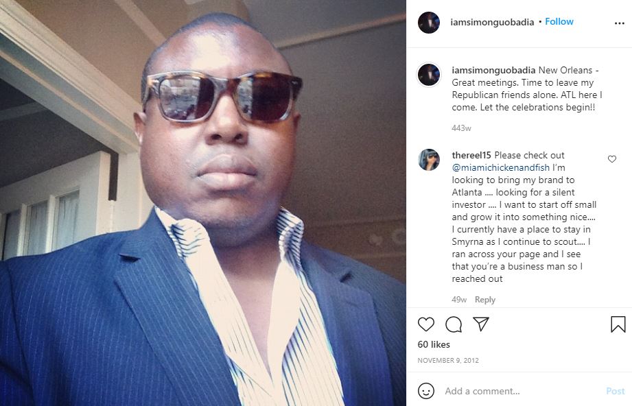Simon Guobadia's first Instagram post