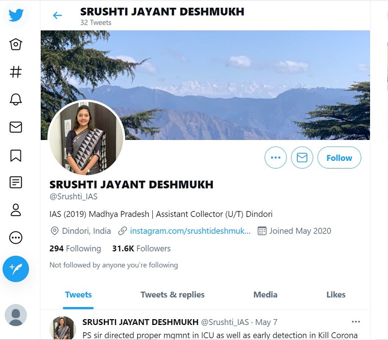 Srushti Jayant Deshmukh has 31.6k followers on her Twitter account