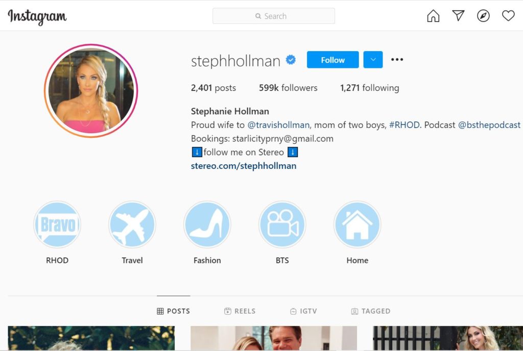 Stephanie Hollman's Instagram account