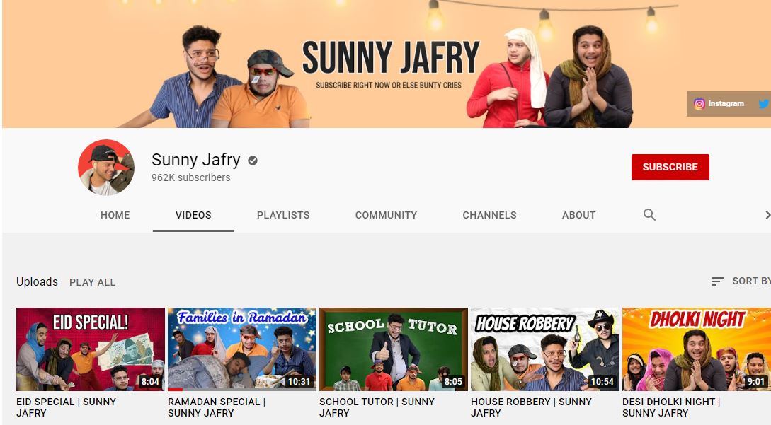 Sunny Jafry YouTube channel