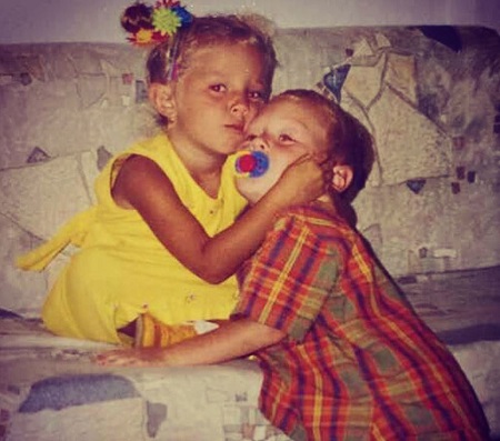 Yazmin Oukhellou childhood picture with her brother