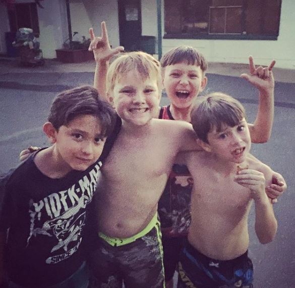 An old photo of Mystic Inscho with his friends