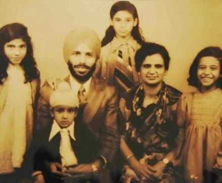 An old photo of Sonia Sanwalka with her family