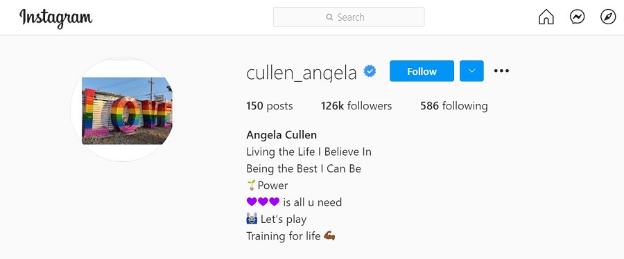 Angela Cullen Instagram Account