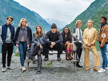 Billie Barker with the cast of Ragnarok