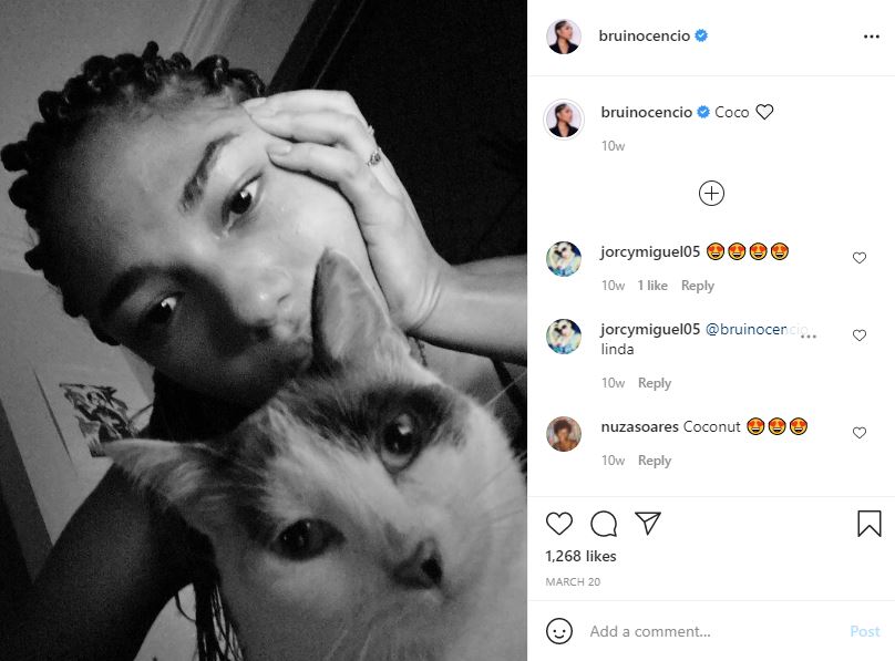 Bruna Inocencio with her cat Coco