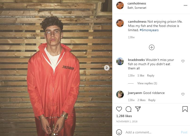Cam Holmes's first Instagram post