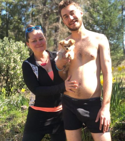 Casey Frey with his mother