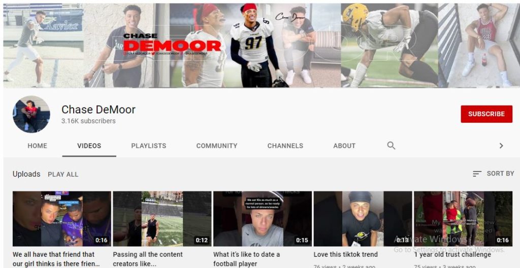 Chase DeMoor's Youtube channel