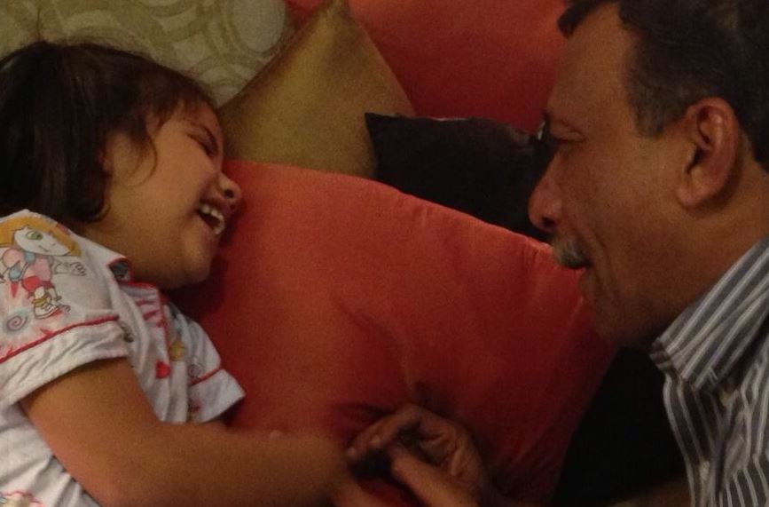 Childhood image of Anya Rangaswami with her father Anant Rangaswami
