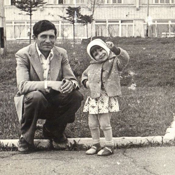 Childhood image of Vera Cherny with her father