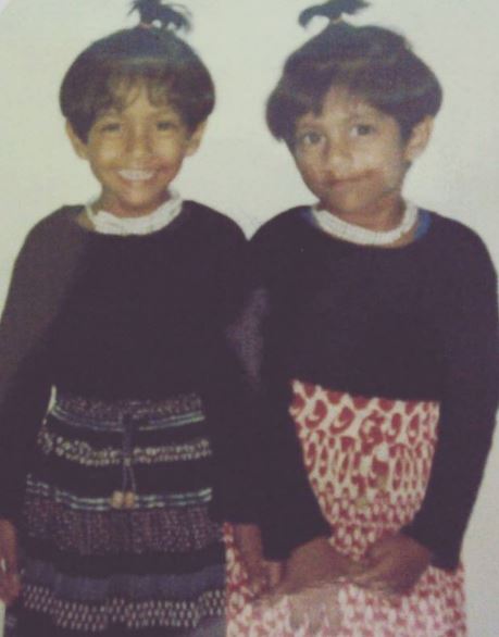 Childhood image of Zarin Shihab with her Twin sister