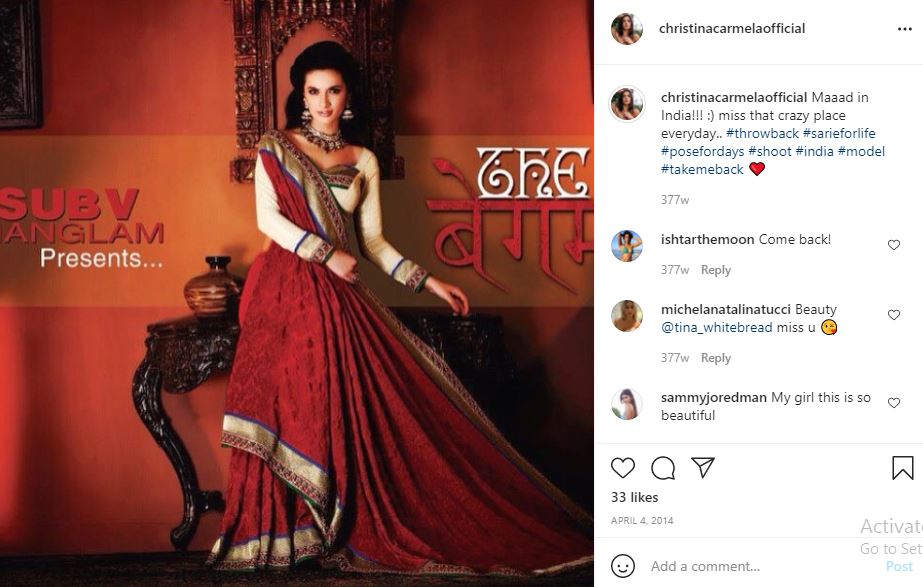 Christina Carmela modeled for Indian brands