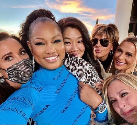 Crystal Kung Minkoff photographed with the cast of The Real Housewives of Beverly Hills Season 11