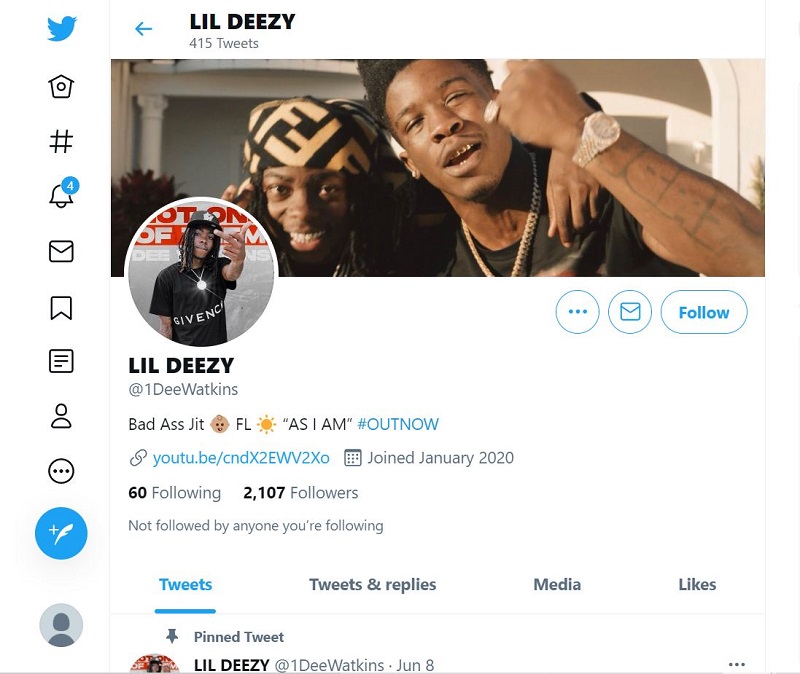 Dee Watkins is active on Twitter since January 2020