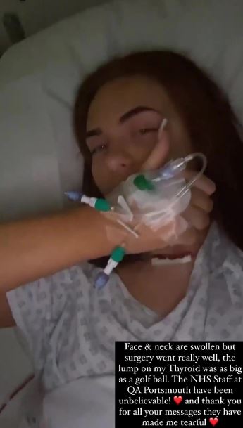 Demi Jones's thyroid cancer surgery went well