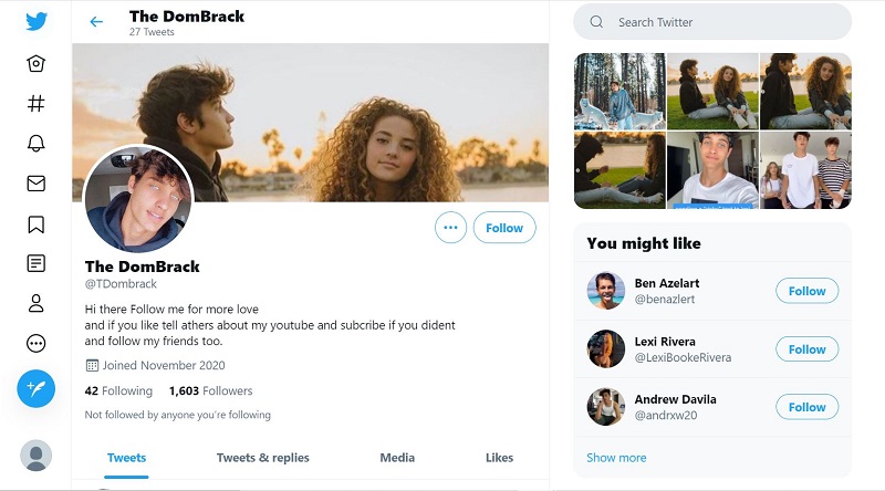 Dom Brack Twitter account