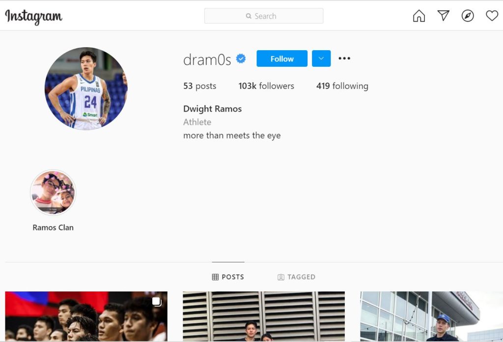 Dwight Ramos has 103k followers on his Instagram account