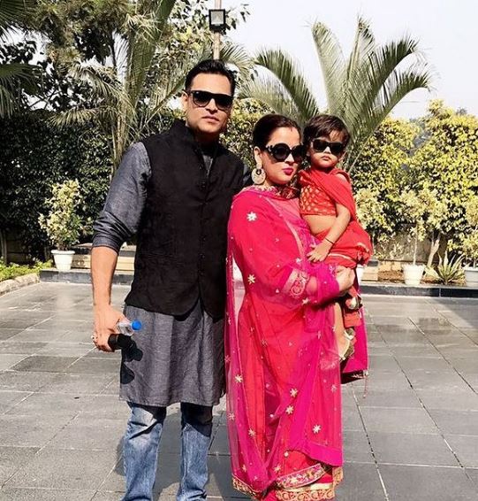 Ekta Sharma with her husband Anil Donde and daughter Kiara Donde
