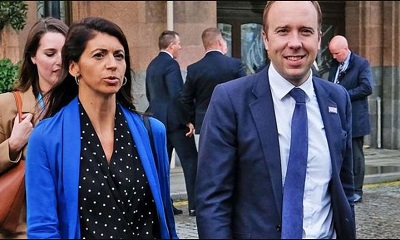 Gina Coladangelo spotted kissing Health Secretary Matt Hancock in the Department of Health and Social Care (DHSC) of Whitehall