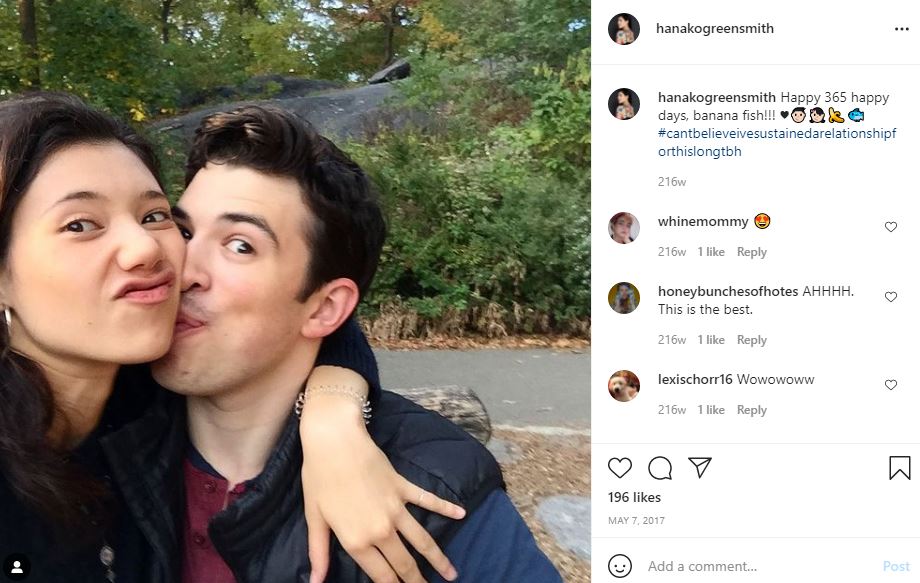 Hanako Greensmith with her boyfriend