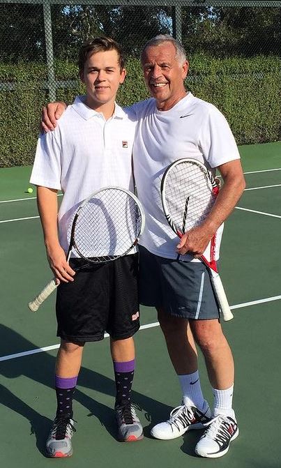 John Owen Lowe playing Tennis with grandfather Charles D. Lowe