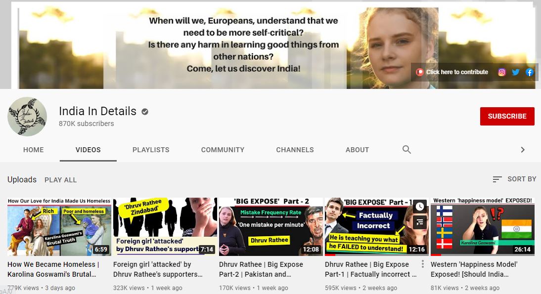 Karolina Goswami YouTube channel